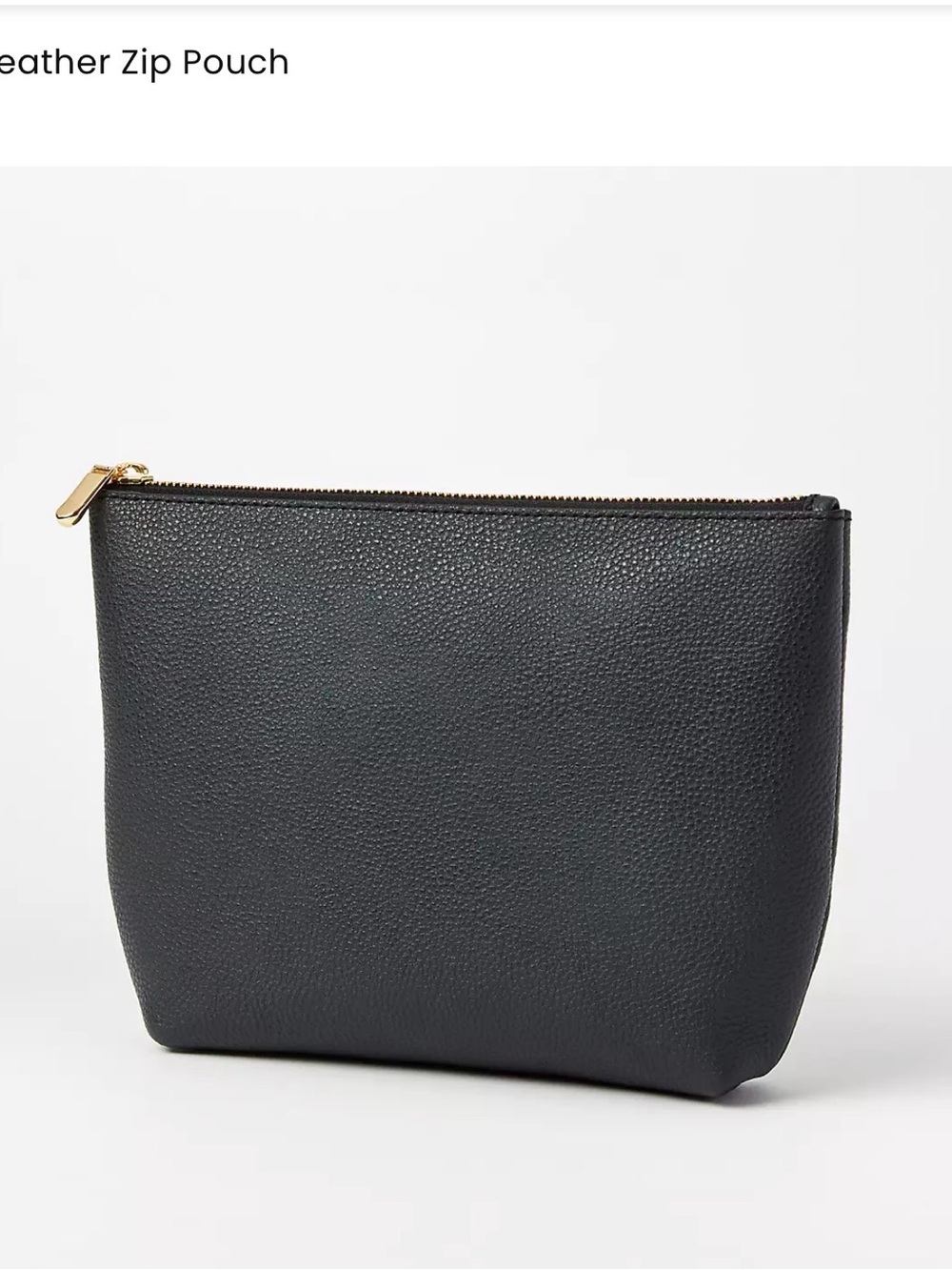 LOFT NWOT Black Pebbled Leather Pouch with Gold Hardware